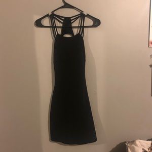 Black strappy, open back dress